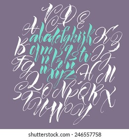 Alphabet letters: uppercase and lowercase. Vector alphabet. Hand drawn letters. Letters of the alphabet written with a paint brush