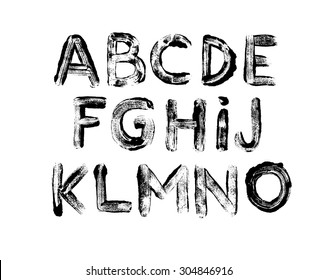 Alphabet letters: uppercase. Part 1. Imprints of letters. Vector alphabet. Hand drawn letters. Letters of the alphabet written with a dry paint brush