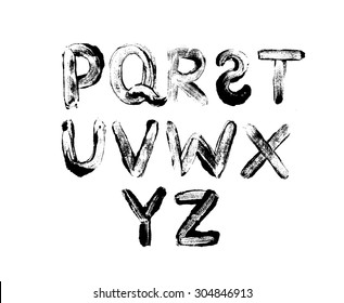 Alphabet letters: uppercase. Part 2.  Imprints of letters. Vector alphabet. Hand drawn letters. Letters of the alphabet written with a dry paint brush