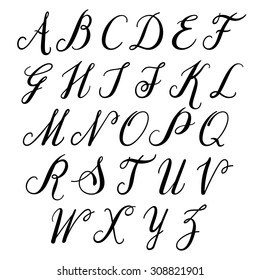 Alphabet letters: uppercase. Vector alphabet. Hand drawn letters. Letters of the alphabet written with a paint brush