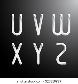 Alphabet letters U,V,W,X,Y,Z. Thin fonts.Vector illustration