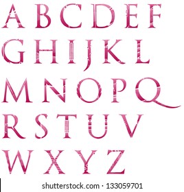 Alphabet Letters With Valentine Day Theme, Each Letter Has A Different Design