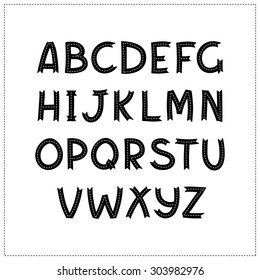 Alphabet letters. Vector. Background of doodles. Freehand drawing.