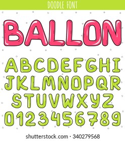 Alphabet letters vector. Font green balloons, for holiday cards