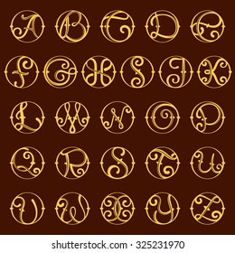 Alphabet letters in vintage circle. Vector repair design template elements for your application or corporate identity.