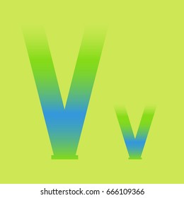 Alphabet letters Vv in colored gradient