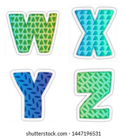Alphabet. Letters W, X, Y, Z.