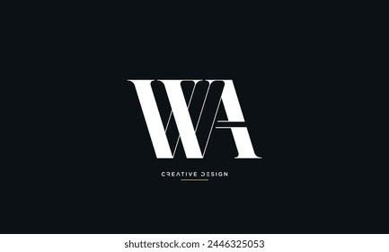 Letras del alfabeto WA o AW iniciales logo monograma