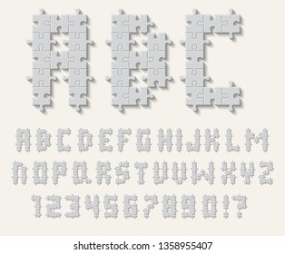 alphabet letters white puzzle vector