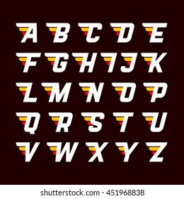 Alphabet letters with wings. Vector illustration.