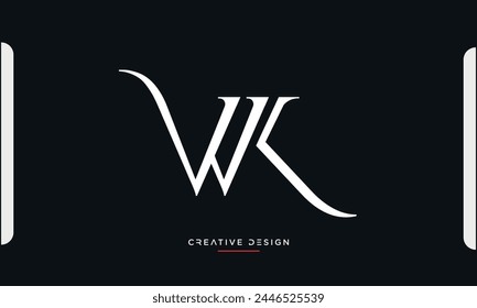 Alphabet letters WK or KW initials logo monogram