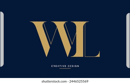 Letras del alfabeto WL o LW iniciales logo monograma