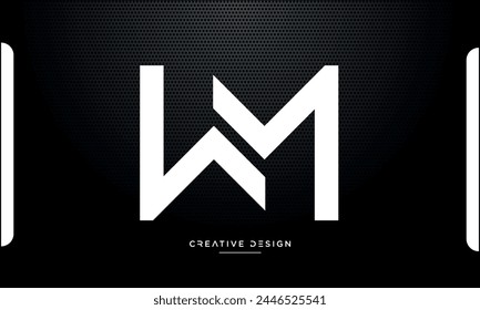 Letras del alfabeto WM o MW iniciales logo monograma