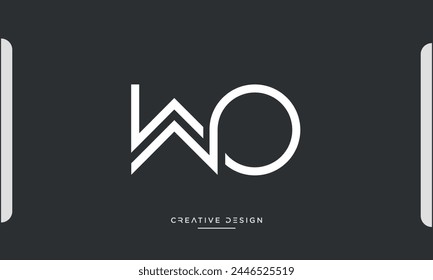 Alphabet letters WO or OW initials logo monogram