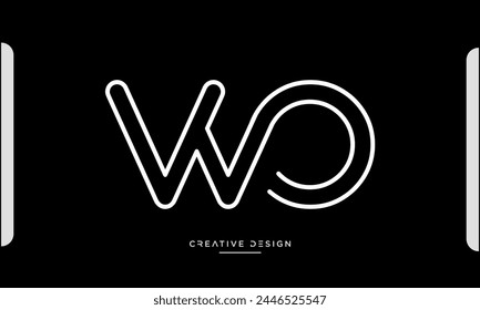 Alphabet letters WO or OW initials logo monogram