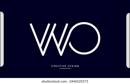 Alphabet letters WO or OW initials logo monogram