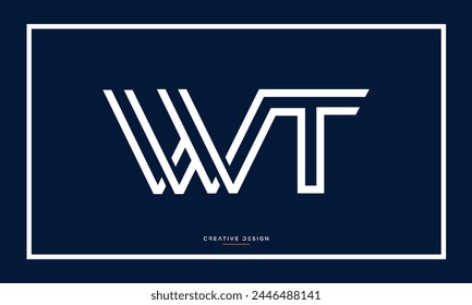 Alphabet letters WT or TW initials logo monogram