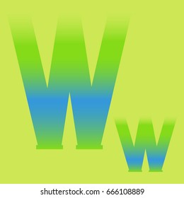Alphabet letters Ww in colored gradient