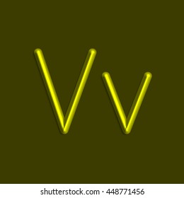 Alphabet letters of yellow color lights, 3d line with smooth shadow