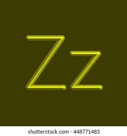 Alphabet letters of yellow color lights, 3d line with smooth shadow