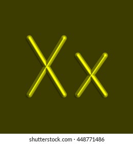 Alphabet letters of yellow color lights, 3d line with smooth shadow