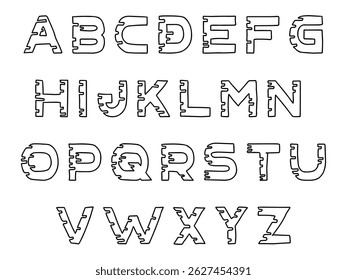 Alphabet letters from A to Z Outlined Isolated on White Background, Vector Illustration	