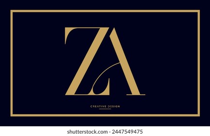 Letras del alfabeto ZA o AZ iniciales logo monograma