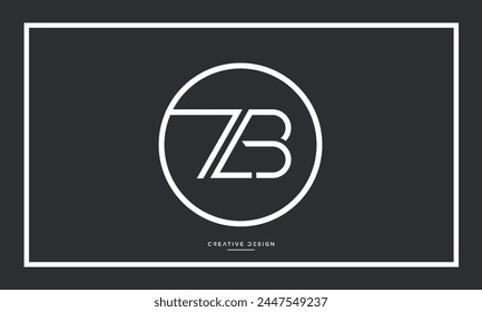 Letras del alfabeto ZB o BZ iniciales logo monograma