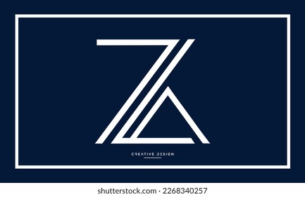 Alphabet Letters ZK or KZ Modern Logo Monogram