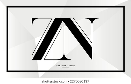 Alphabet Letters ZN or NZ Modern Logo	
