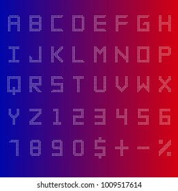 Alphabet letters,numbers, dollar, vector dotted 