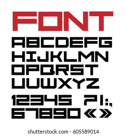 Alphabet letters,numbers and punctuation marks. Vector set