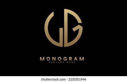 Alphabet LG or GL illustration monogram vector logo template in round shape