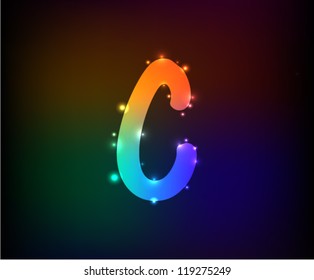 Alphabet light,Letter C,Vector