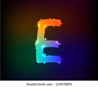 Alphabet light,Letter E,Vector
