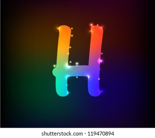 Alphabet light,Letter H,Vector