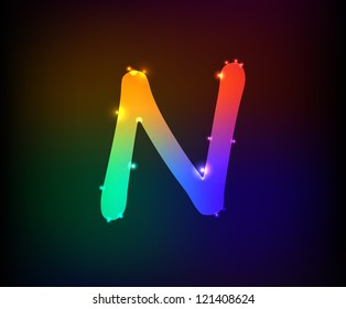 Alphabet light,Letter N,Vector