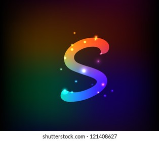 Alphabet light,Letter S,Vector