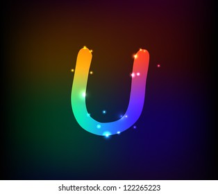 Alphabet light,Letter U,Vector