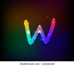Alphabet light,Letter W,Vector