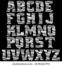 Alphabet Line Art Illustration Flat Design