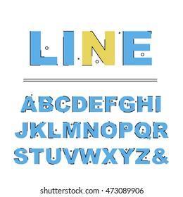 Alphabet line art vector illustration on white background 