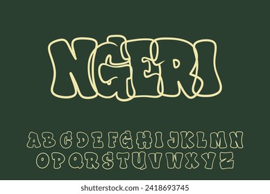 Alphabet Line Graffiti Fat Typeset Cartoon Vector