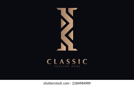 alphabet I lineart vector logo monograme template