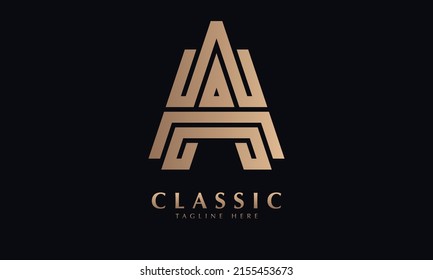Alfabeto Una línea Modelo de logotipo del icono del vector