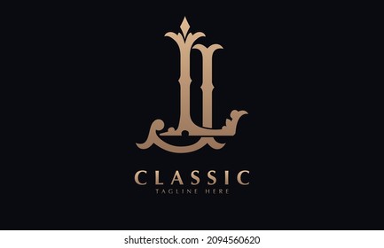 Alphabet LJ or JL illustration monogram vector logo template in silver color and black background