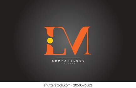 Alfabeto LM ML Letra inicial Monograma Icono Icono Icono Ilustración vectorial logotipo de carácter web abstracto 
marca comercial de icono de iniciales