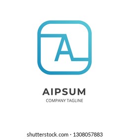 Alphabet logo concept. Letter A logo template. Minimal line style with soft blue color.  Can be use as icon and symbol for application, business, company, corporate, creative,  agency, and e-commerce.