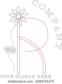 Alphabet logo design with flower ornament