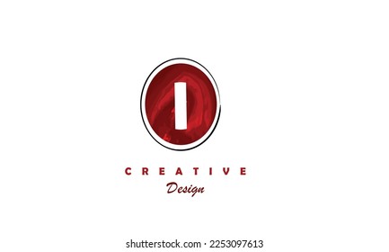 Ich alphabet Logo Design Symbol mit eleganter roter Wasserfarbenbürste. Künstlerisches trendiges Vektorlogo-Design